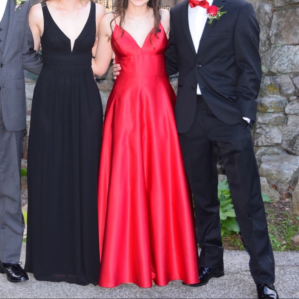 Red satin dress WITH POCKETS